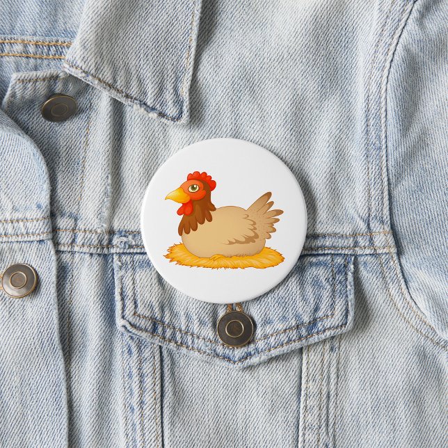 Chapa Redonda De 7 Cm Hen sentado en Nest Cute Farm Animal (Subido por el creador)