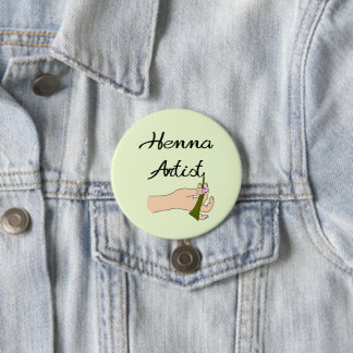 Chapa Redonda De 7 Cm Henna Artist con Henna Cone