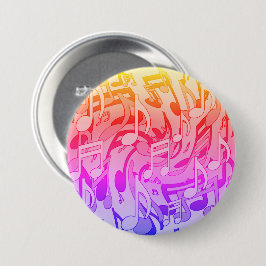 Chapa Redonda De 7 Cm Hermosas Notas Musicales Felices Colores Música An