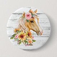 Hermoso caballo palomino con girasoles personaliza
