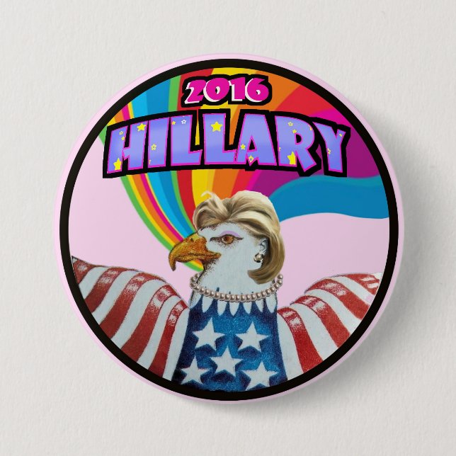 Chapa Redonda De 7 Cm Hillary 2016 (Anverso)