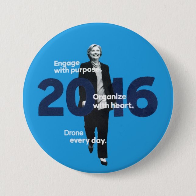 Chapa Redonda De 7 Cm Hillary (abejón cada día) (Anverso)