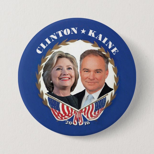 Chapa Redonda De 7 Cm (Hillary) CLINTON * (Tim) KAINE (Anverso)