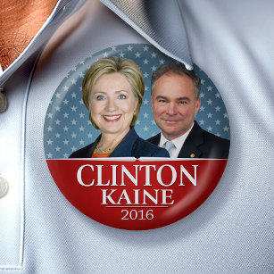 Chapa Redonda De 7 Cm Hillary Clinton y Tim Kaine Jugate Estrellas fotog