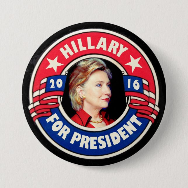 Chapa Redonda De 7 Cm Hillary para el presidente 2016 (Anverso)