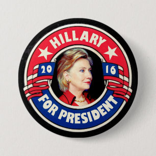 Chapa Redonda De 7 Cm Hillary para el presidente 2016