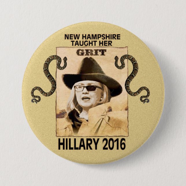 Chapa Redonda De 7 Cm Hillary tiene arena (Anverso)