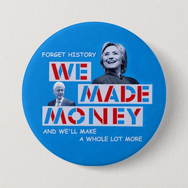 Chapa Redonda De 7 Cm Hillary y Bill Clinton (Anverso)