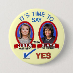Chapa Redonda De 7 Cm Hillary y Michelle en 2016