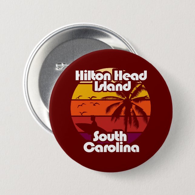 Chapa Redonda De 7 Cm Hilton Head Island South Carolina (Anverso y reverso)