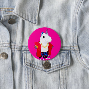 Chapa Redonda De 7 Cm Hincha Unicornio de la cadena dorada