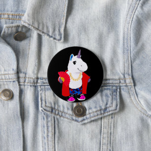 Chapa Redonda De 7 Cm Hincha Unicornio de la cadena dorada