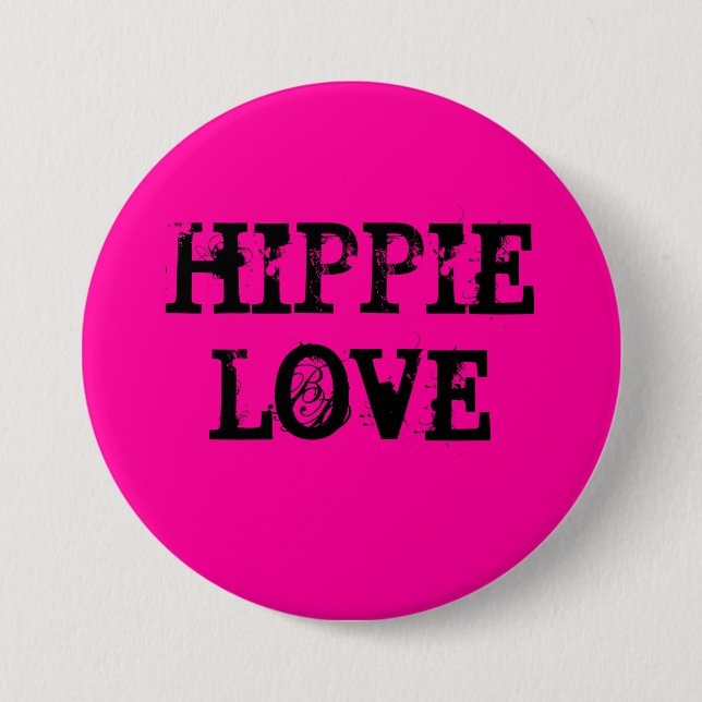 Chapa Redonda De 7 Cm hippie love (Anverso)