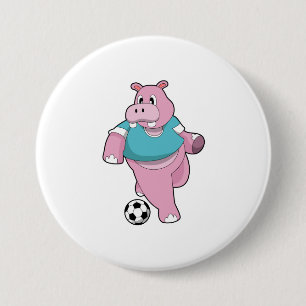 Chapa Redonda De 7 Cm Hippo como jugador de fútbol con Soccer.PNG