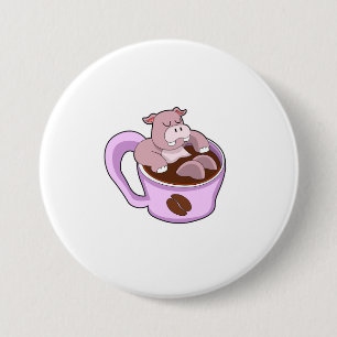 Chapa Redonda De 7 Cm Hippo con Copa de Café