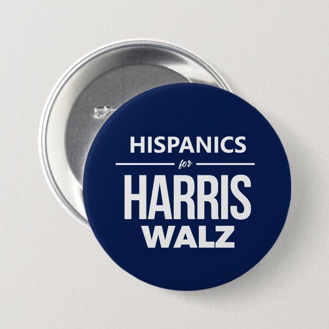 Chapa Redonda De 7 Cm Hispanos para Harris Walz (Anverso y reverso)