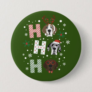 Chapa Redonda De 7 Cm Ho Ho Ho Ho Great Dane Feliz Navidad