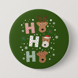 Chapa Redonda De 7 Cm Ho Ho Ho Ho Ho Welsh Terrier Feliz Navidad