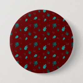 Chapa Redonda De 7 Cm Hojas de árbol evergreen y Berries Red Holly