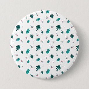 Chapa Redonda De 7 Cm Hojas de árbol evergreen y fresas rojas