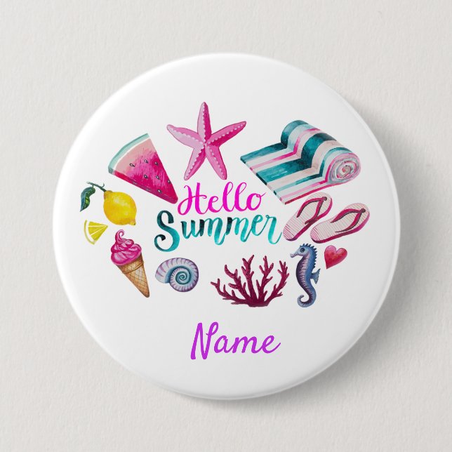 Chapa Redonda De 7 Cm Hola Summer Beach Thunder-Cove (Anverso)