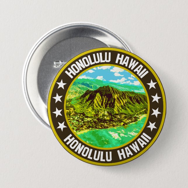 Chapa Redonda De 7 Cm Honolulu (Anverso y reverso)