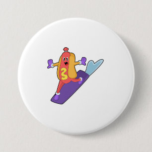 Chapa Redonda De 7 Cm Hotdog como snowboarder con Sonowboard