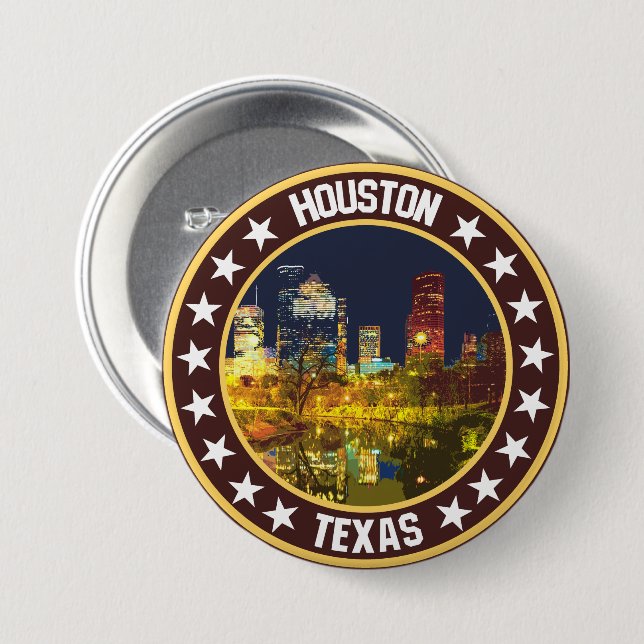 Chapa Redonda De 7 Cm Houston (Anverso y reverso)