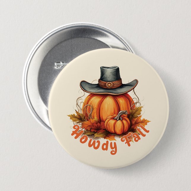 Chapa Redonda De 7 Cm Howdy Fall - Rústicos Vibes otoñales (Anverso y reverso)