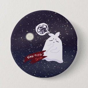 Chapa Redonda De 7 Cm Humor Divertido de Halloween Fantasma Sobrepensant