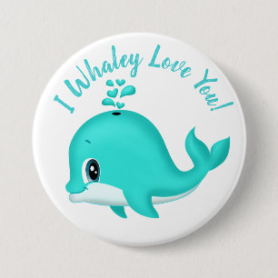 Chapa Redonda De 7 Cm ¡I amor de Whaley usted! Ballena del trullo del