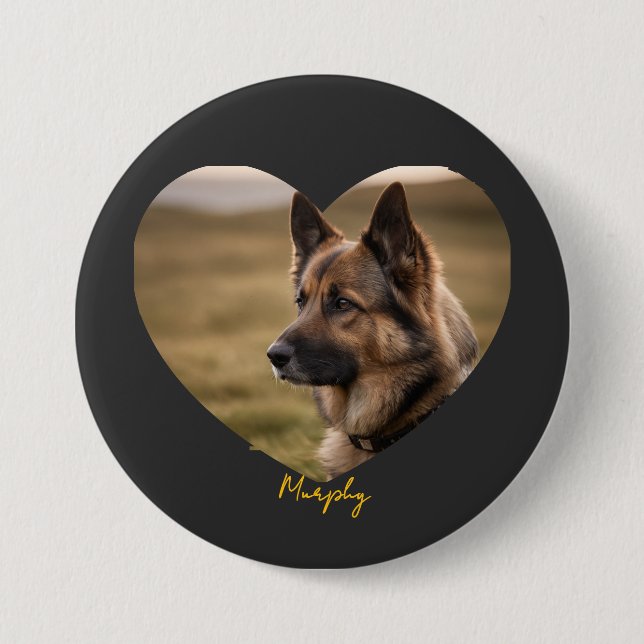 Chapa Redonda De 7 Cm I love my dog customized image and name (Anverso)