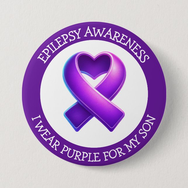 Chapa Redonda De 7 Cm I Wear Purple for my Son | Epilepsy Awareness (Anverso)