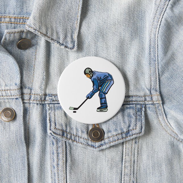 Chapa Redonda De 7 Cm Ice Hockey Player in Blue Uniform (Subido por el creador)