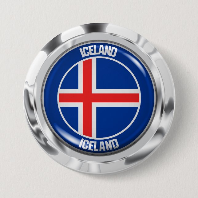 Chapa Redonda De 7 Cm Iceland Round Emblem (Anverso)