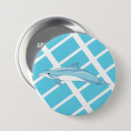 Chapa Redonda De 7 Cm Ilustración de delfín azul lindo océano