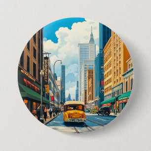 Chapa Redonda De 7 Cm Ilustración de la revista City Streets