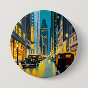 Chapa Redonda De 7 Cm Ilustración de la revista City Streets