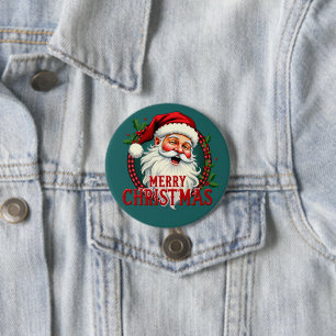 Chapa Redonda De 7 Cm Ilustración Vintage de Santa Claus Navidad