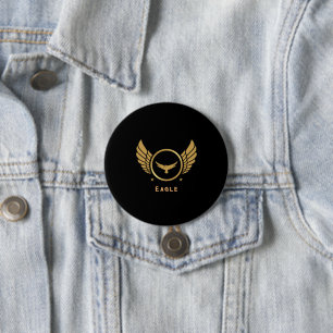 Chapa Redonda De 7 Cm Imagen de águila personalizada y texto de tres pul