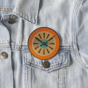 Chapa Redonda De 7 Cm Imagen de reloj de rodaja de naranja futurista ató