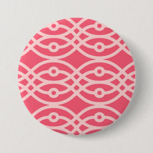 Chapa Redonda De 7 Cm Impresión del kimono, rosa coralino profundo