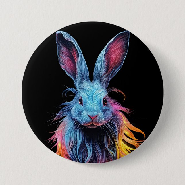Chapa Redonda De 7 Cm Impresionante conejo azul en llamas (Anverso)
