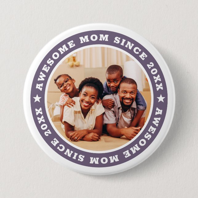 Chapa Redonda De 7 Cm Impresionante madre desde 20XX moderna foto simple (Anverso)