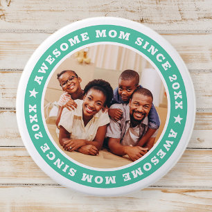 Chapa Redonda De 7 Cm Impresionante madre desde 20XX moderna foto simple