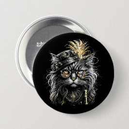 Chapa Redonda De 7 Cm Increíble gato steampunk