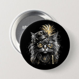 Chapa Redonda De 7 Cm Increíble gato steampunk