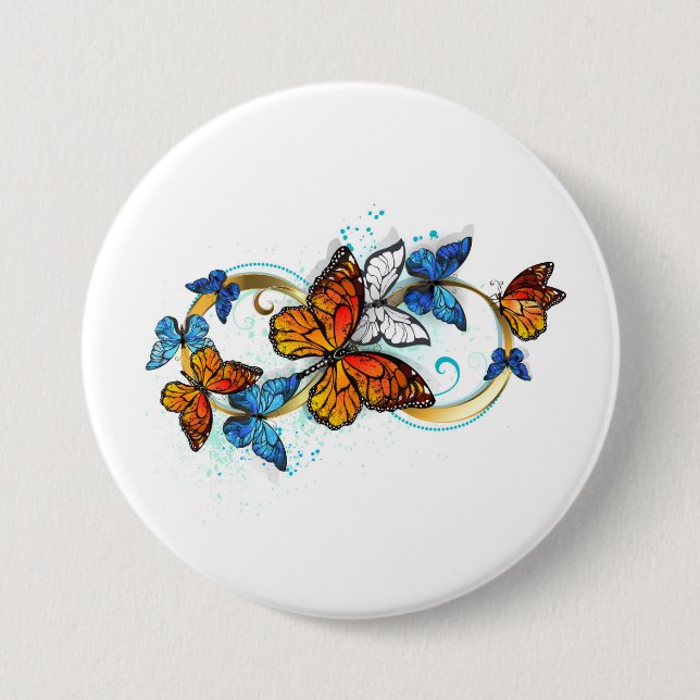 Chapa Redonda De 7 Cm Infinidad de Mariposas Monarca (Anverso)