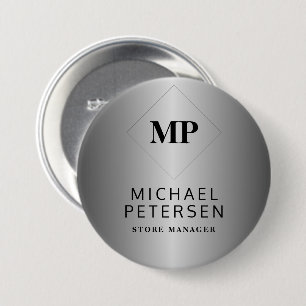 Chapa Redonda De 7 Cm Iniciales de monograma y nombre personalizados