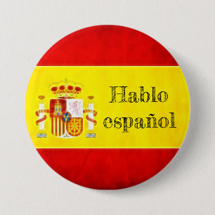 Chapa Redonda De 7 Cm Insignia bandera España “Hablo español "
